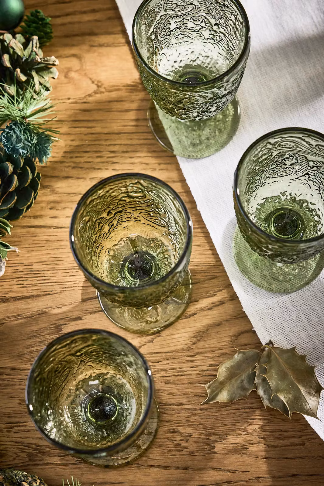Dibor Set of 6 Green Luxury Glass Wine Goblets, 300ml per glass – 5