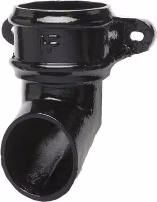 Hargreaves Premier Cast Iron Round Downpipe Eared Shoe, 150mm, Black