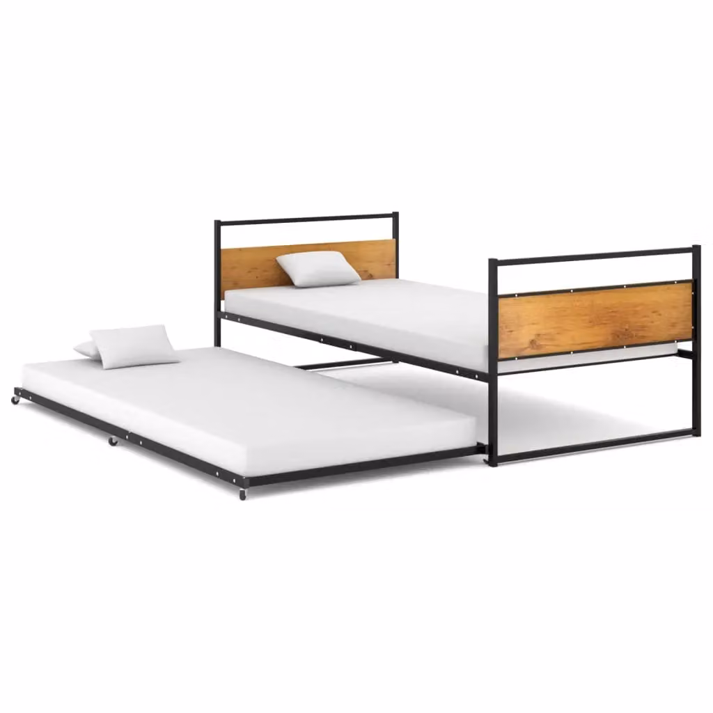 Berkfield Home Pull-out Bed Frame in Black Metal with Drawers, W/D/H: 90 x 200 cm – 2