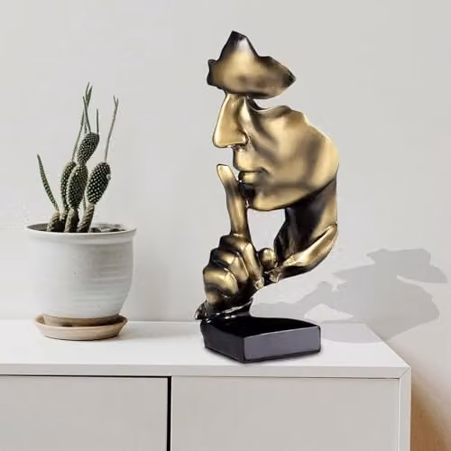 Huhote Abstract Thinker Statue, Gold Minimalist Resin Sculpture for Home and Office Decor – 5