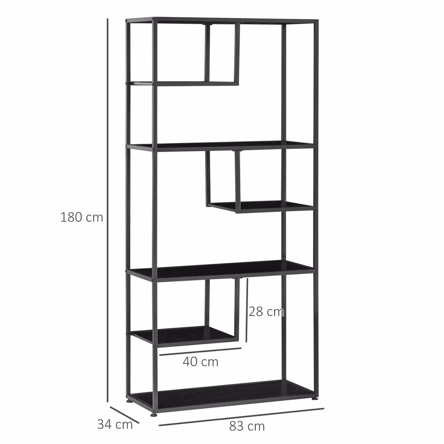 HOMCOM Industrial 7 Tier Accent Display Rack and Bookcase in Black – 3