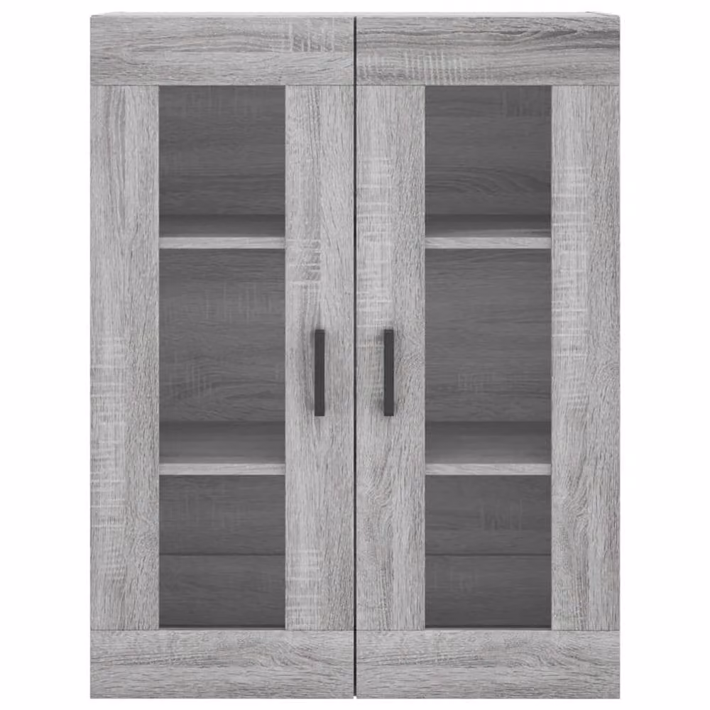 Berkfield Home Set of 2 Wall Mounted Cabinets in Grey Sonoma with Glass Doors – 3