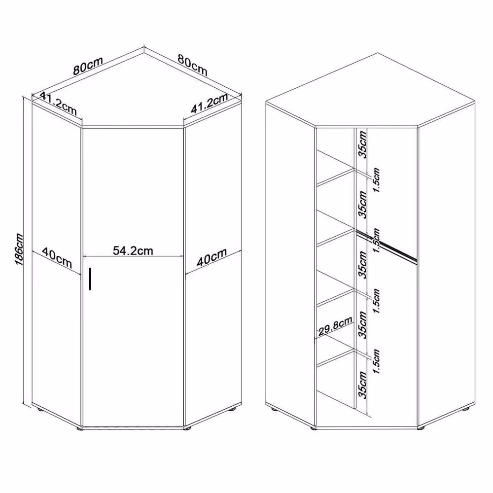FORGEVIO Modern High Gloss Corner Wardrobe in White – 2