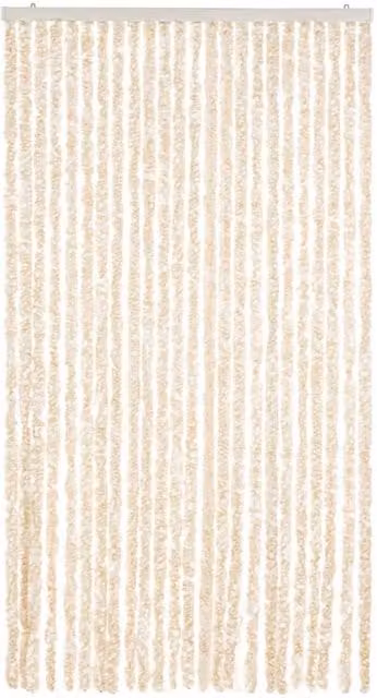 Berkfield Home Soft Fly Curtain in Beige and White Chenille, W/H: 100 x 220 cm