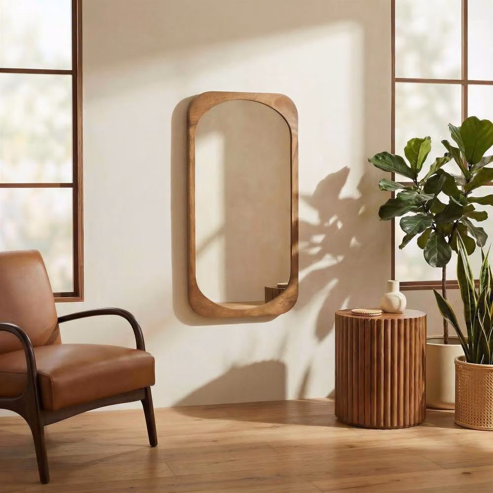 FurnitureboxUK Finley Mid-Century Walnut Wood Wall Mirror, Brown, W: 90 cm, H: 50 cm – 2