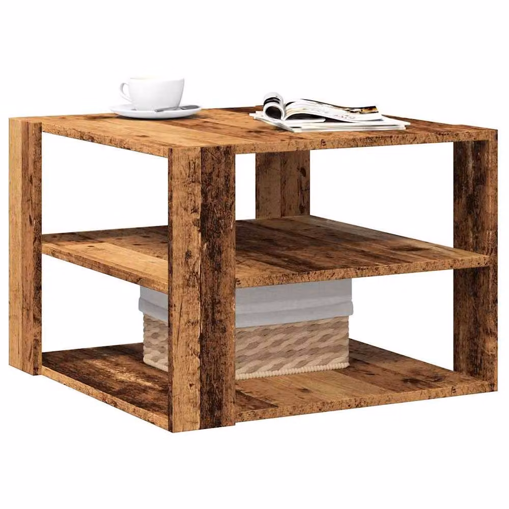 Berkfield Home Durable Square Coffee Table in Brown Old Wood, W/D/H: 58 x 58 x 40 cm – 2
