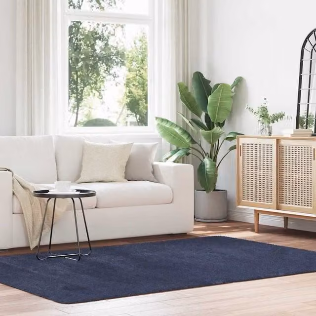 Berkfield Home NAVARRA Navy Blue Shaggy High Pile Polyester Rug, W: 160 cm, D: 230 cm