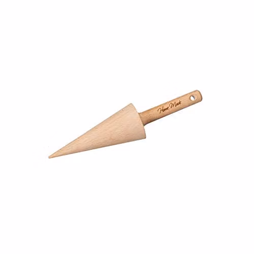 KitchenCraft Home Made Wooden Brandy Snap and Waffle Cone Rolling Pin, Brown, 19 cm