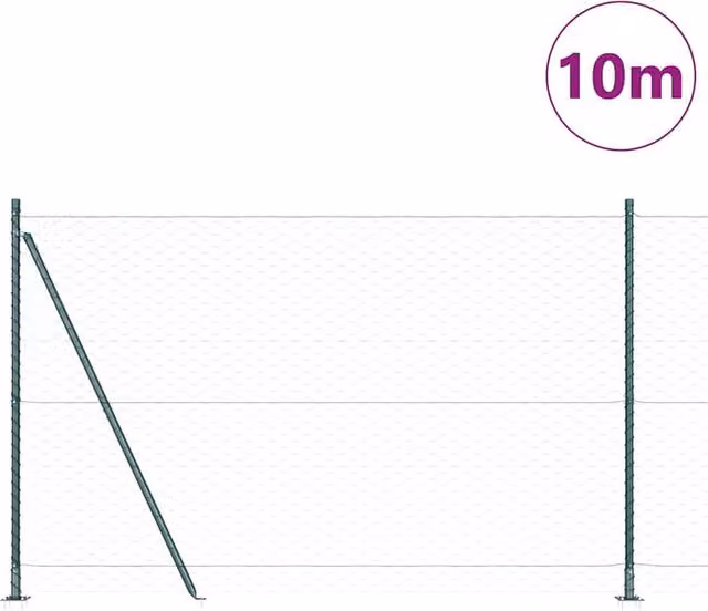 Berkfield Home Green Steel Hexagon Fence, W: 1.5 m, L: 10 m – 1