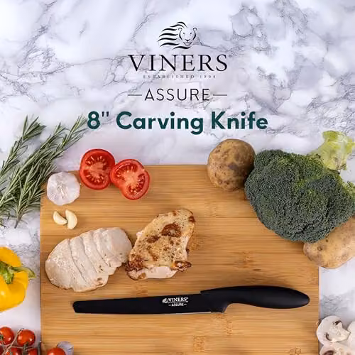 Viners Assure 8 inch Carving Knife with Stainless Steel Blade and Black Soft Grip Handle – 2