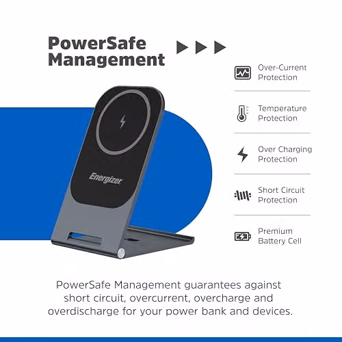 Energizer Black Aluminium Foldable 15W Qi Wireless Charging Stand with USB-C – 6