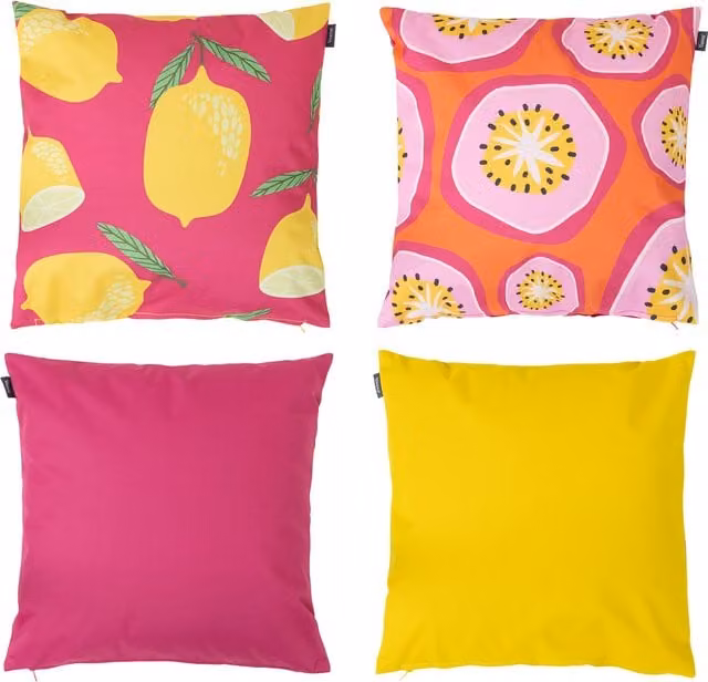 Icon Fruity Prints Outdoor Cushion Set of 4 in Yellow and Pink
