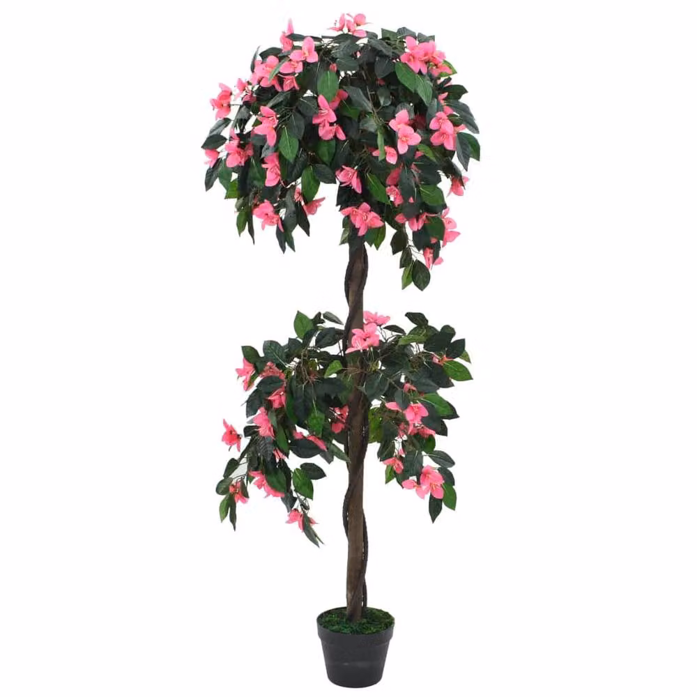 Berkfield Home Artificial Rhododendron Plant with Pot, Green and Pink, Height: 155 cm – 2