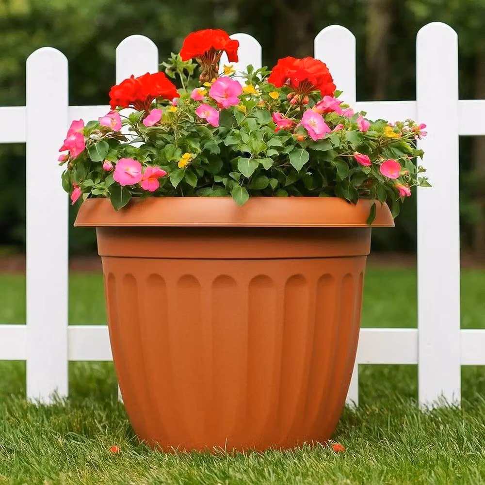 Kelvenix Round Athens Planter Tub in Brown, Diameter: 30 cm – 4