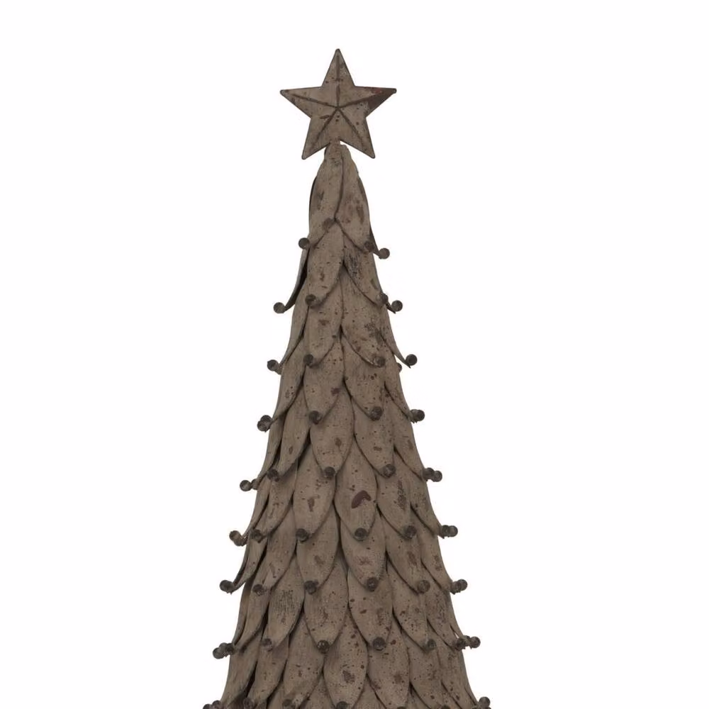 Lemon Pavilion Large Rustic Metal Decorative Christmas Tree with Star in Silver and White, W: 17 cm, D: 17 cm, H: 56 cm – 2