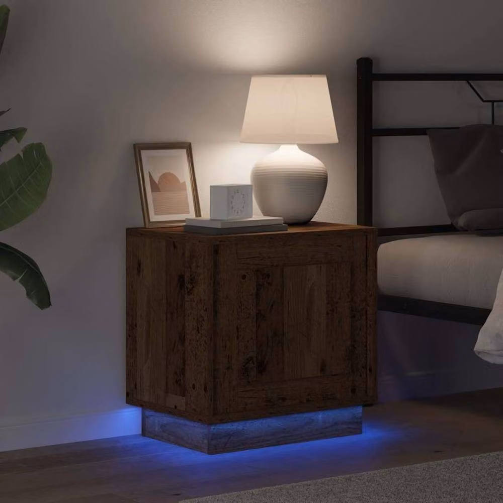 Berkfield Home Compact Bedside Cabinets with Integrated LED Lights, 2 Pack, Brown, W: 44 cm, D: 34 cm, H: 45 cm – 4