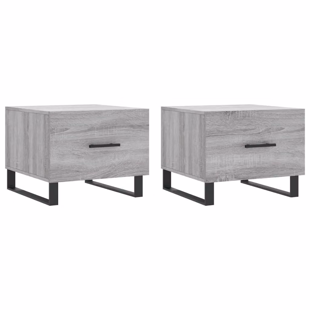 Berkfield Home Set of 2 Grey Sonoma Coffee Tables, W/D/H: 50 x 50 x 40 cm