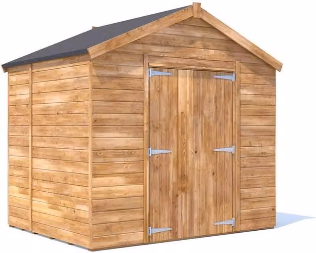 Dunster House Wooden Bike Shed in Brown with 12mm Spruce Walls and Gable Roof, W: 240 cm, D: 180 cm
