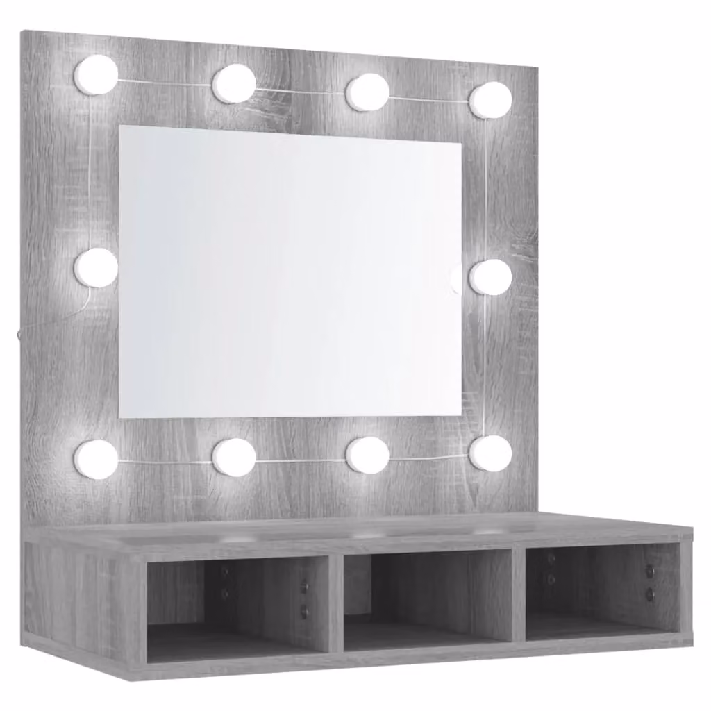 Berkfield Home LED Mirror Cabinet in Grey Sonoma, W/D/H: 60 x 31.5 x 62 cm – 2