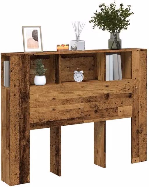 Berkfield Home Headboard Cabinet in Old Wood Brown, W/D/H: 140 x 18.5 x 102.5 cm – 1