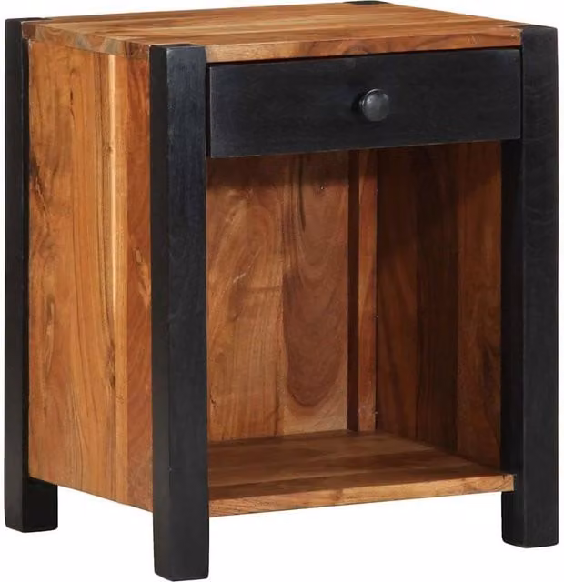 Berkfield Home Modern Acacia Wood Bedside Cabinet, Brown, W/D/H: 40 x 35 x 50 cm – 1