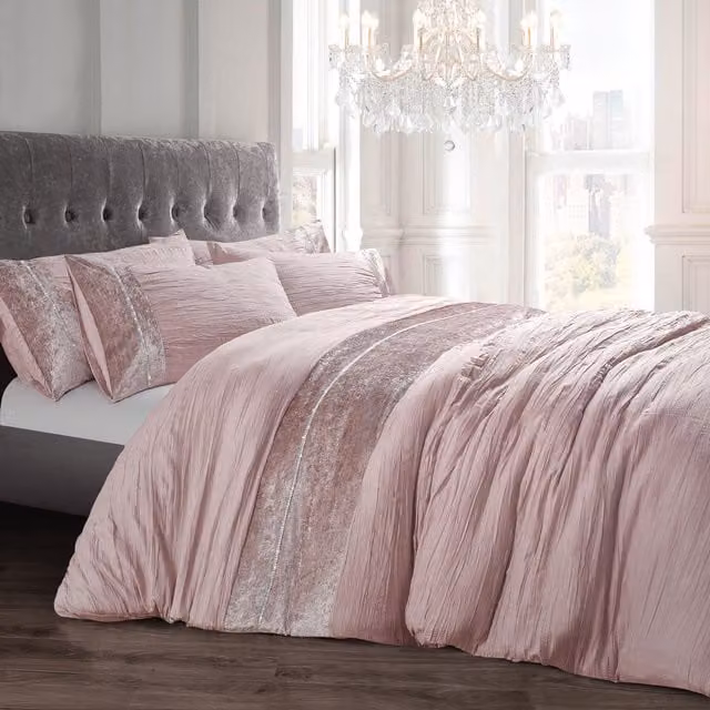 Velosso Pink Microfibre Duvet Cover and Pillowcase Set, W: 140 cm, L: 200 cm