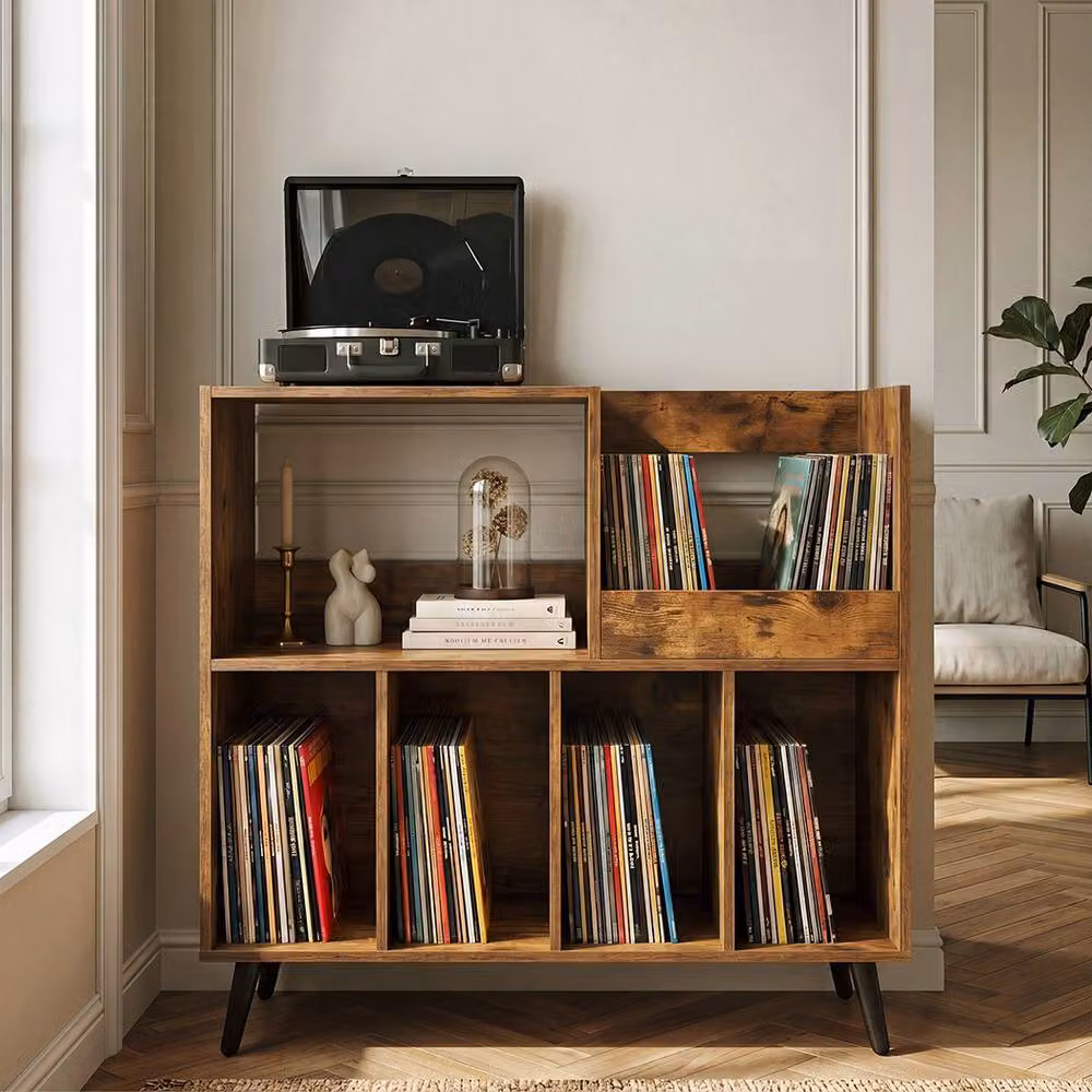 Levede Brown Vintage Record Player Stand and Album Storage Turntable Cabinet – 2