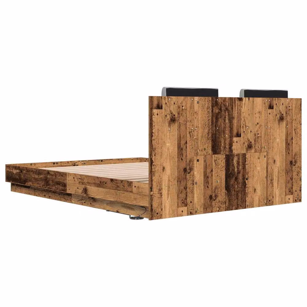 Berkfield Home Modern Bed Frame with Headboard in Brown Engineered Wood, W/D/H: 120 x 200 cm – 4