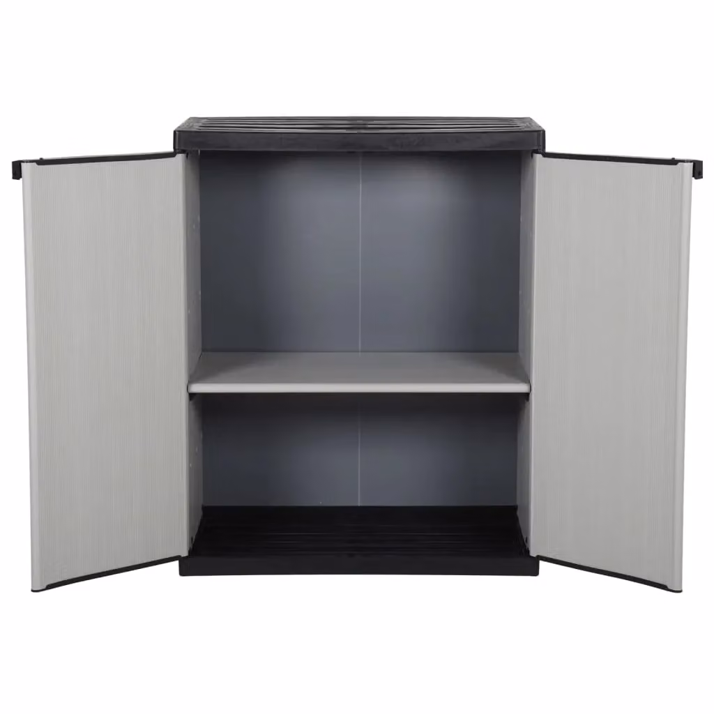 Berkfield Home Garden Storage Cabinet in Grey and Black with 1 Internal Shelf, W/D/H: 68 x 40 x 85 cm – 2