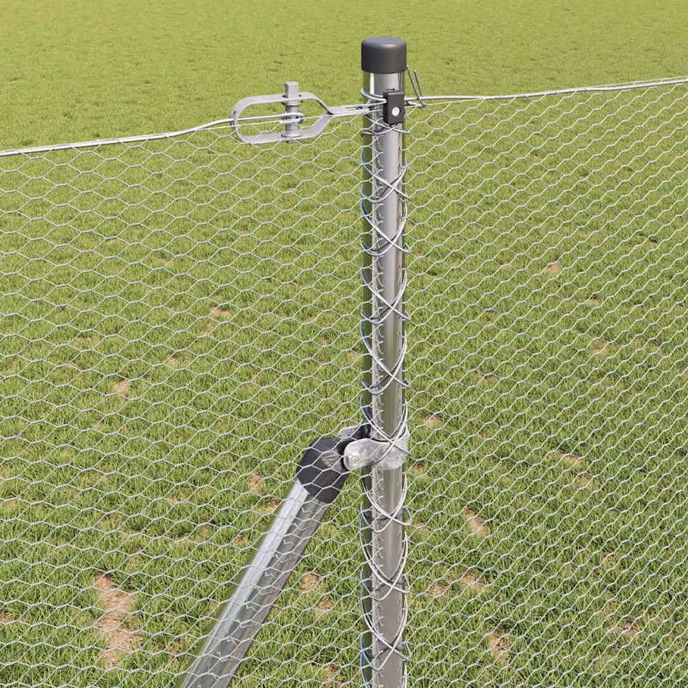 Berkfield Home Galvanised Steel Round Fencing Set of 2, Silver/Grey, W: 1 m, H: 25 cm – 2