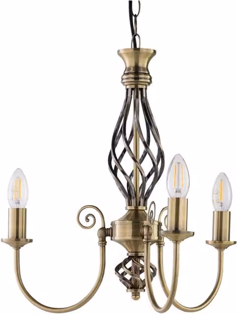 First Choice Lighting Barley Twist 3 Light Suspended Pendant in Gold/Brass – 1