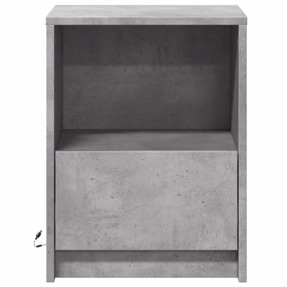 Berkfield Home Set of 2 Modern Bedside Cabinets with Integrated LED Lights in Concrete Grey – 3