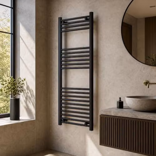 Balterley Vertical Straight Ladder Towel Rail, Matt Black, W: 50 cm, H: 120 cm – 4