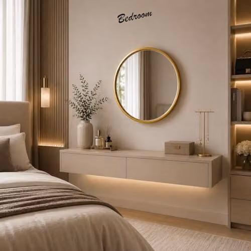 SPOT ON DEALZ Round Gold Metal Wall Mirror, Diameter: 40 cm – 3