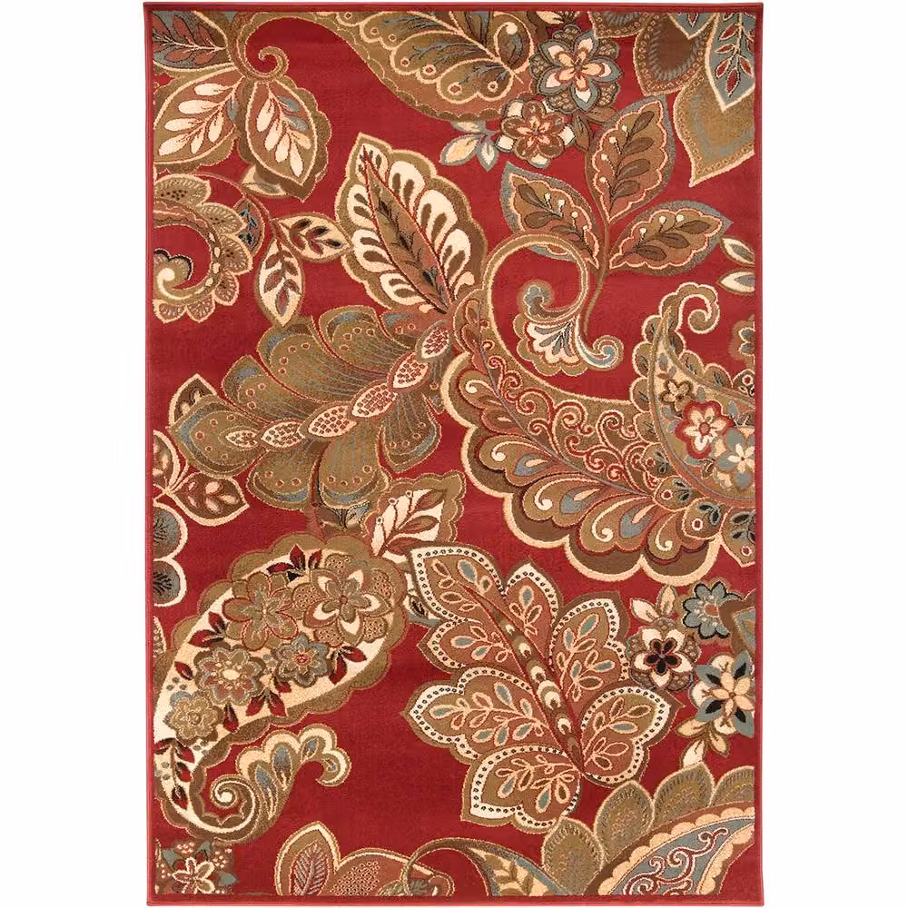Livabliss Riley Vintage Boho Rectangular Rug in Red, Brown and Green, W: 80 cm, L: 220 cm – 2