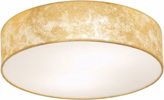 Loops Gold and Brass Circular Flush Ceiling Light with Fabric Shade and E27 Bulb Holder – 1