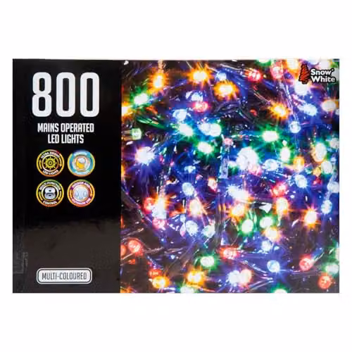 VFM e-Store Multi-Coloured LED Christmas Fairy Lights, 800 LED, 20m, Mains Operated – 7