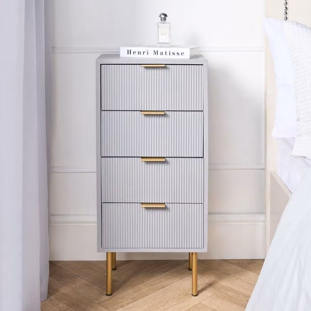 OHS Ribbed 4-Drawer Storage Cabinet in Light Grey Engineered Wood