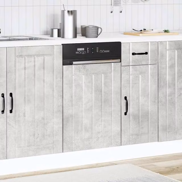 Berkfield Home Lucca Decorative Dishwasher Panel in Concrete Grey Engineered Wood