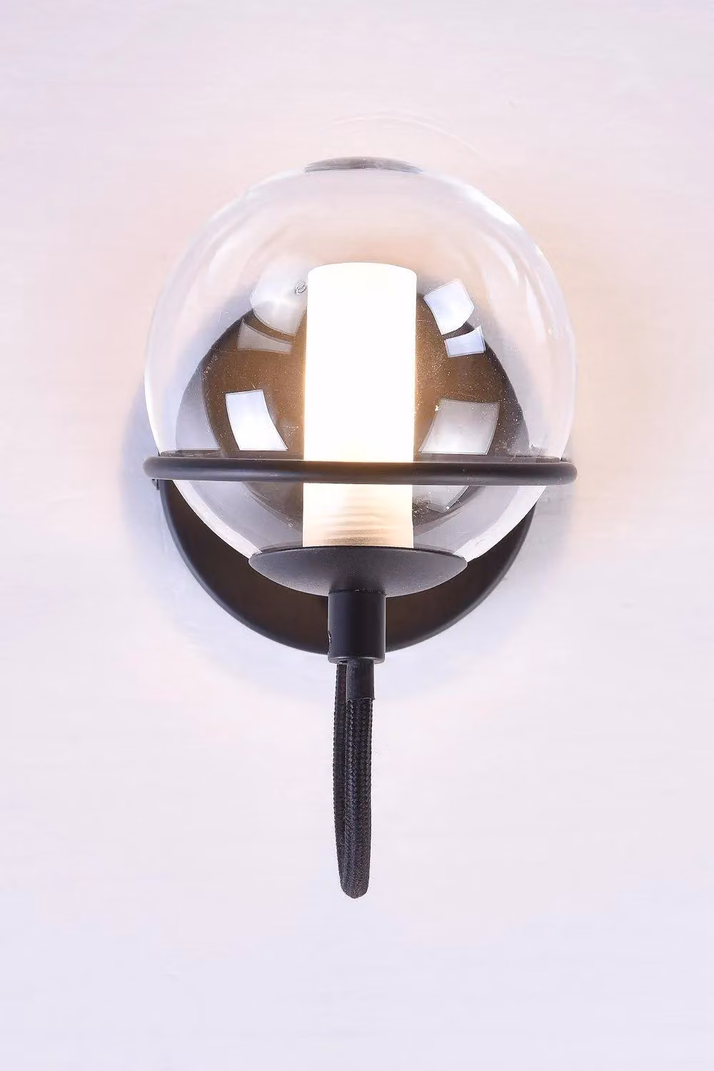 Harper Living Art Deco Wall Light with Transparent Glass Globe Shade in Black – 2