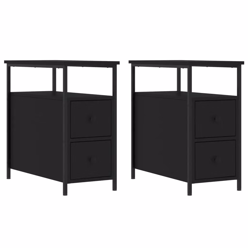 Berkfield Home Set of 2 Black Modern Bedside Cabinets, W/D/H: 30 x 60 x 60 cm – 2