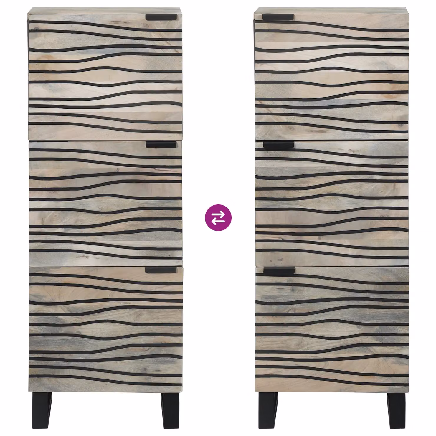 Berkfield Rustic Mango Wood and Metal Media Storage Cabinet in White and Black – 4