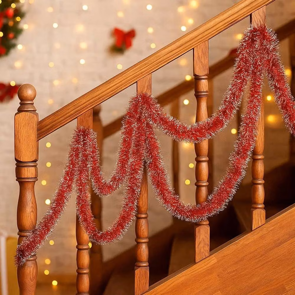 EONLION Red Christmas Tinsel Garland – 3