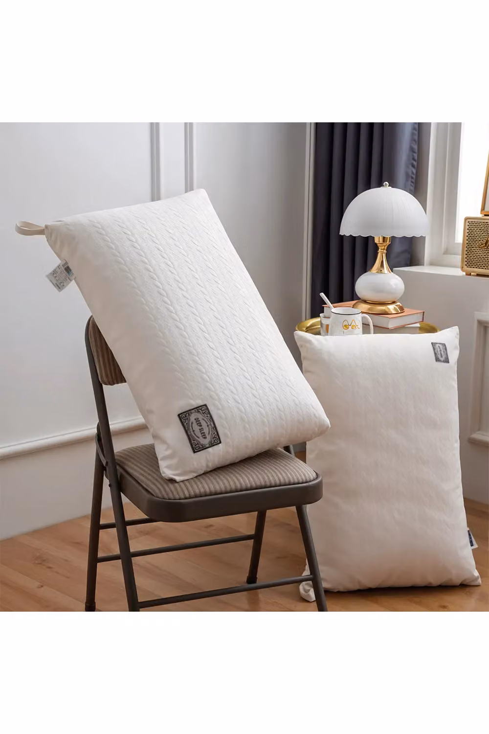 Living and Home Breathable Wheat Ear Embossed Quilted Pillow Insert, White, Polyester – 3