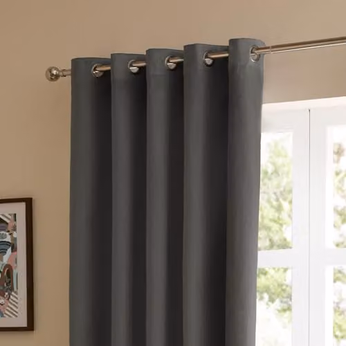 Riva Home Grey Anthracite Velvet Blackout Eyelet Curtains, W: 117 cm, H: 137 cm – 3