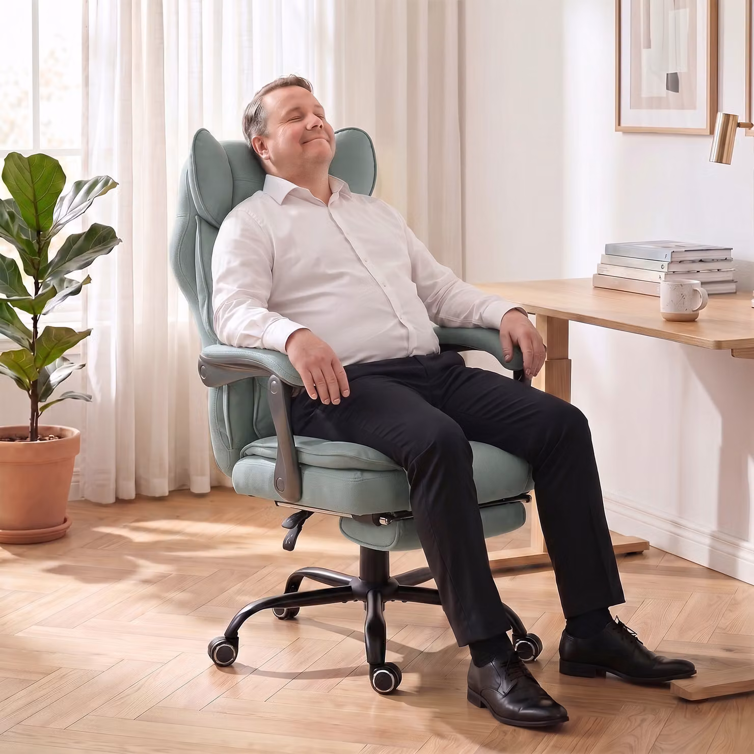 HOMCOM Executive Office Chair in Blue with Headrest, Lumbar Support and 180 kg Capacity – 8