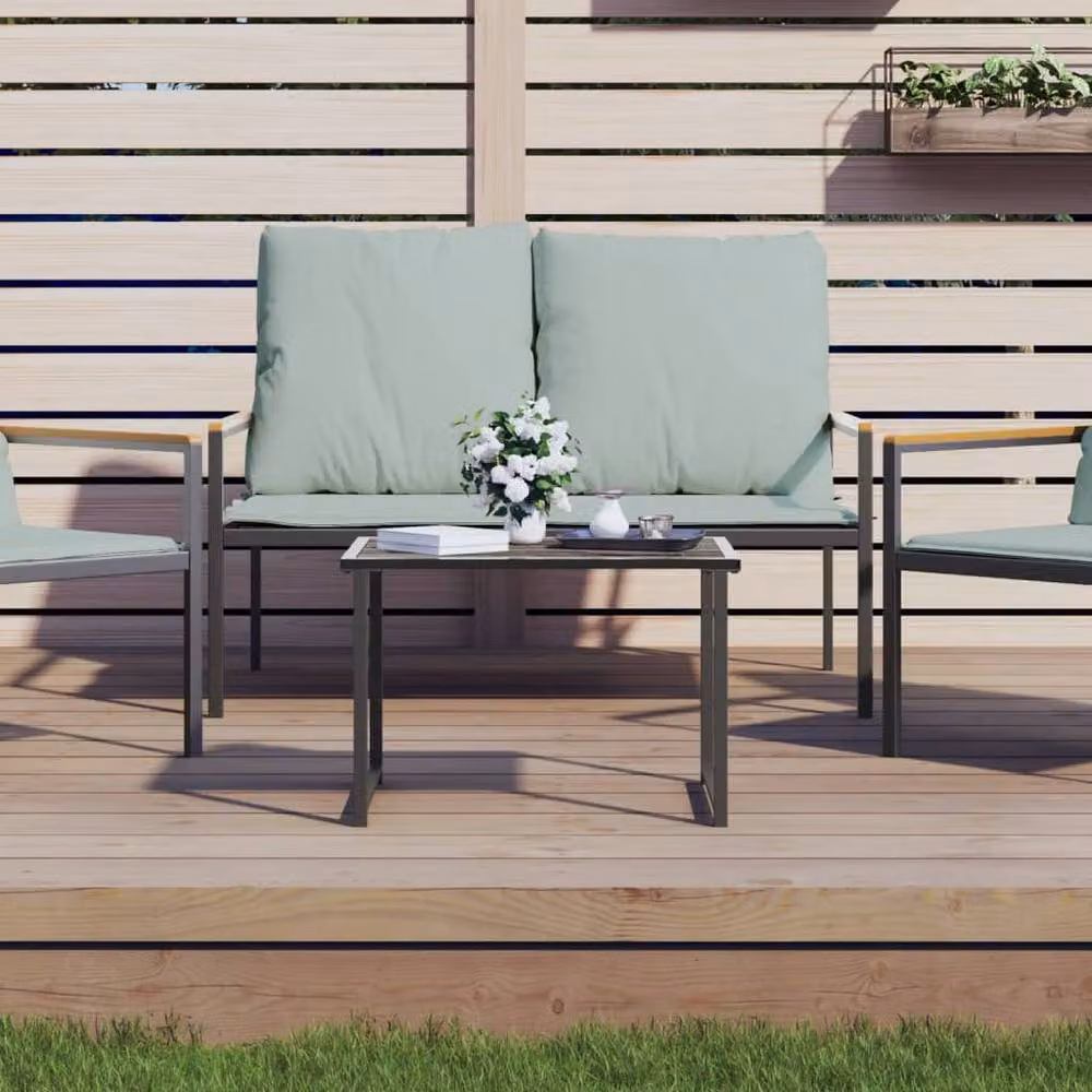 Berkfield Home Anthracite Garden Table in Black Powder Coated Steel, W: 55 cm, D: 40 cm, H: 37 cm – 2