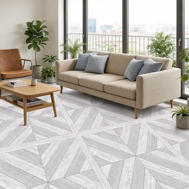 Ventryn 12 Pack Grey Self Adhesive Textured Vinyl Floor Tiles, 45.72 cm