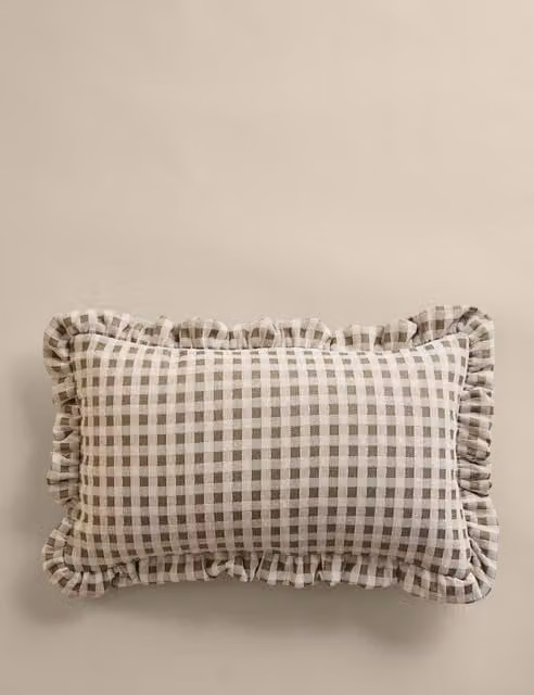 M&S Green Chenille Woven Rectangular Bolster Cushion