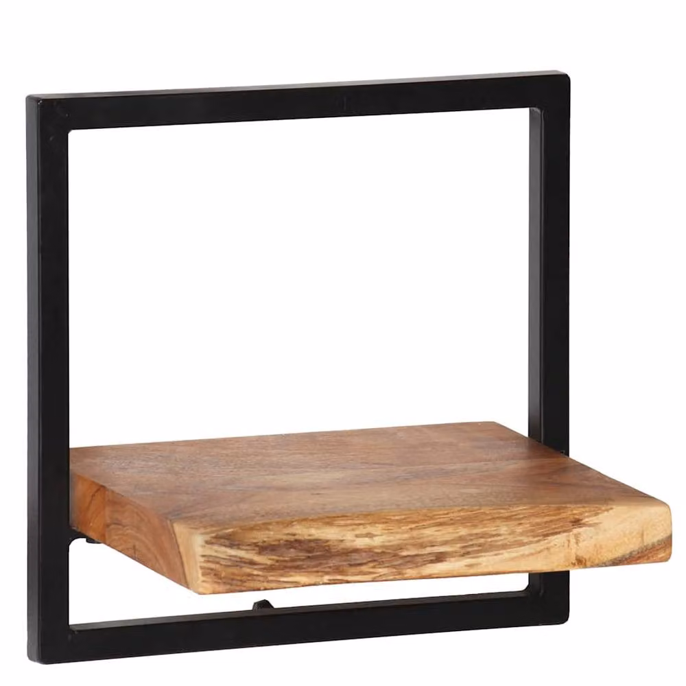 Berkfield Home 5 Piece Set of Industrial Wall Mounted Shelves in Brown Acacia Wood and Steel – 3